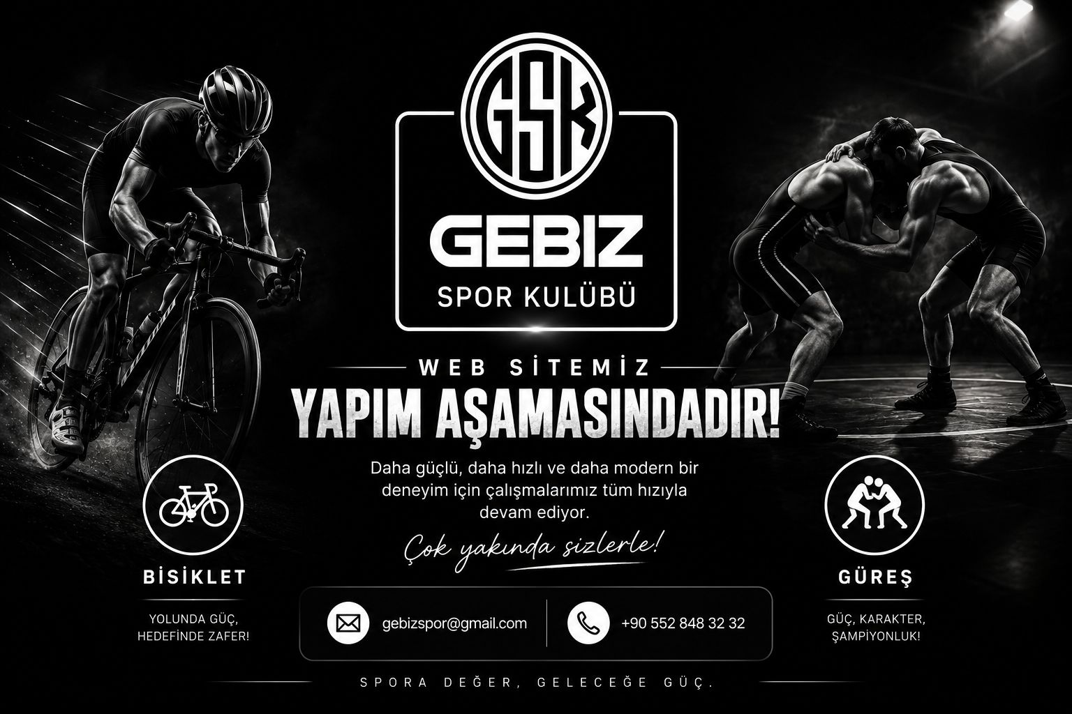 Gebiz Spor Kulübü bisiklet ve güreş branşlarını içeren yapım aşamasında afişi